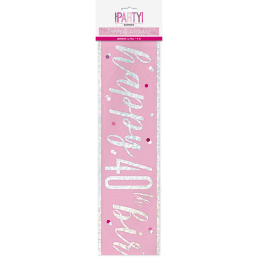 Picture of BIRTHDAY 40TH FOIL BANNER PINK & SILVER